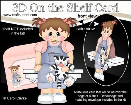 3D on the Shelf Card Kit - Little Toddler Girl Fai's Cat
