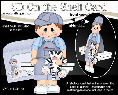 3D on the Shelf Card Kit - Little Toddler Boy Kai's Cat