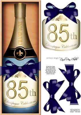 Large Dl 85th Champers in a Box Quick Card 3D Decoupage