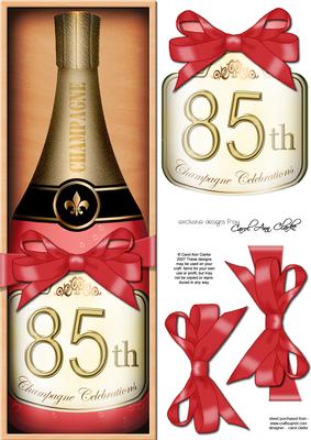Large Dl 85th Champers in a Box Quick Card 3D Decoupage