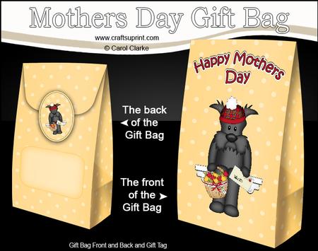 3D Scottie Dog's Flowers for Mum Mothers Day Gift Bag