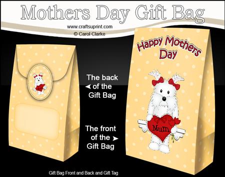 3D Westie Dog's Heart for Mum Mothers Day Gift Bag Mini Kit
