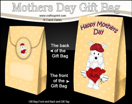 3D Westie Dog's Heart for Mum Mothers Day Gift Bag Mini Kit
