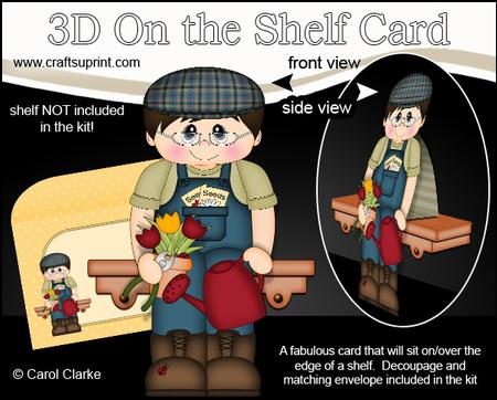 3D on the Shelf Card Kit - Gardening Man Leo