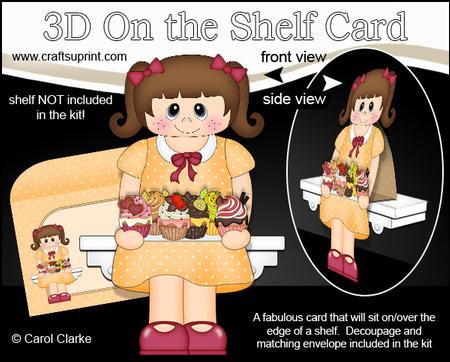 3D on the Shelf Card Kit - Little Cupcake Girl Cady