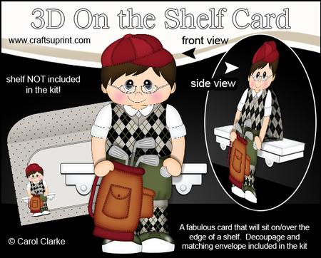 3D on the Shelf Card Kit - Little Golf Man Robyn