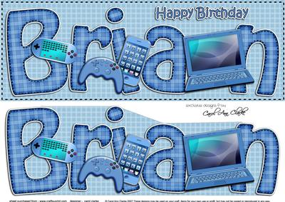 Large Dl Birthday Brian Gadgets & Gizmos 3D Decoupage