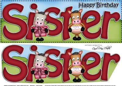 Large Dl Birthday Sister Gigi Horse 3D Decoupage