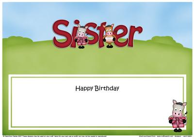 Large Dl Birthday Sister Gigi Horse Insert