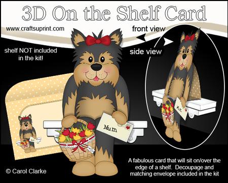 3D on the Shelf Card Kit - Westie Dog's Flowers for Mum