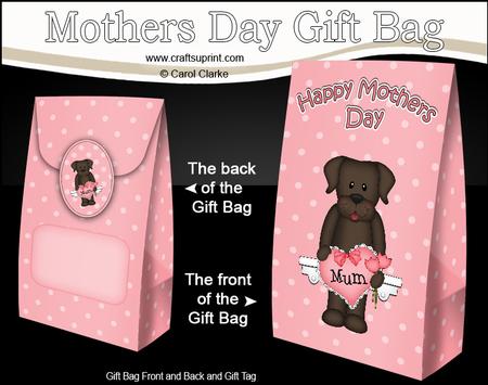3D Labrador Dog's Heart for Mum Mothers Day Gift Bag