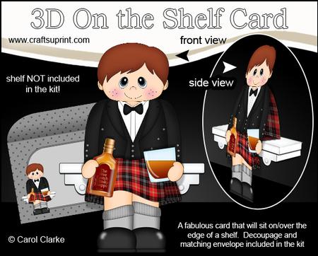 3D on the Shelf Card Kit - Little Scottish Whisky Man Adair