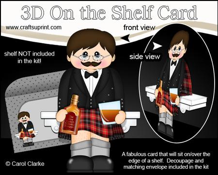 3D on the Shelf Card Kit - Little Scottish Whisky Man Henson