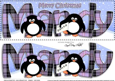 Large Dl Christmas Mandy Penguins 3D Decoupage