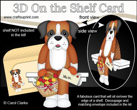 3D on the Shelf Card Kit - Boxer Dog's Flowers for Mum