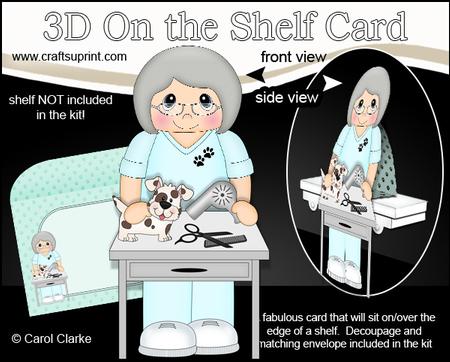 3D on the Shelf Card Kit - Little Dog Groomer Old Lady Gert