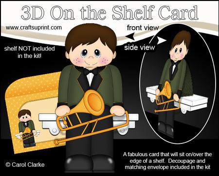 3D on the Shelf Card Kit - Little Trombone Player Boy Jared