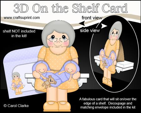 3D on the Shelf Card Kit - June New Grandma of Baby Twins