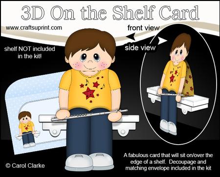 3D on the Shelf Card Kit - Little Flute Player Boy Olly