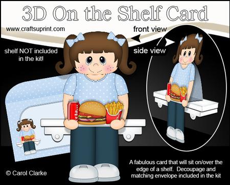 3D on the Shelf Card Kit - Take Away Burger Night Girl Becki
