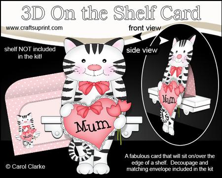 3D on the Shelf Card Kit - Little Cat's Heart for Mum