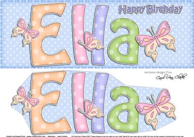 Large Dl Birthday Ella Butterflies 3D Decoupage