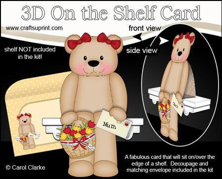 3D on the Shelf Card Kit - Livvy Bear's Flowers for Mum