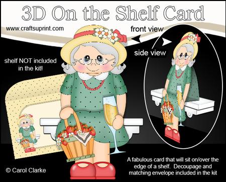 3D on the Shelf Card Kit - Gossip Galz - Strawberry Susan