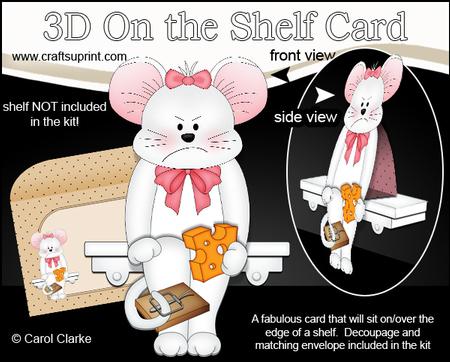 3D on the Shelf Card Kit - Cheesed Off White Mouse Fiji