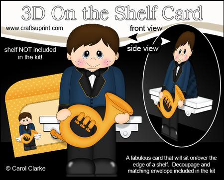 3D on the Shelf Card Kit - French Horn Player Boy Jon