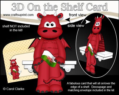 3D on the Shelf Card Kit - Little Welsh Dragon Draig