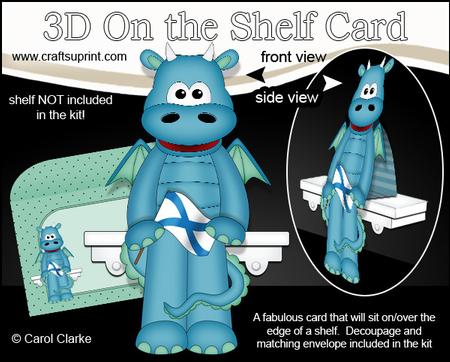 3D on the Shelf Card Kit - Little Scottish Dragon Crannog