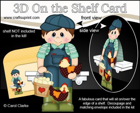 3D on the Shelf Card Kit - Little Chicken Farmer Kelvin