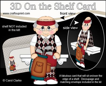 3D on the Shelf Card Kit - Little Golf Old Man Ernie
