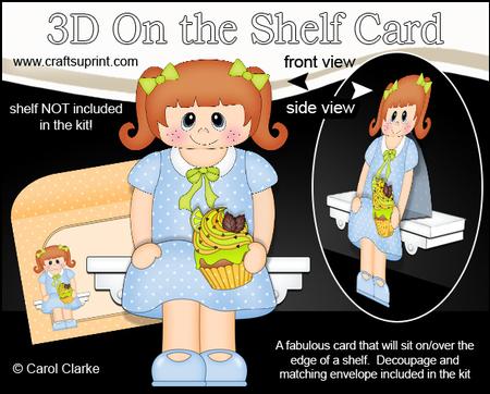 3D on the Shelf Card Kit - Little Cupcake Girl Hana