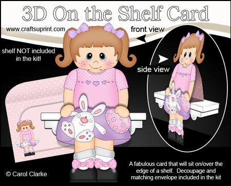 3D on the Shelf Card Kit - Little Girl's Easter Bunny & Egg