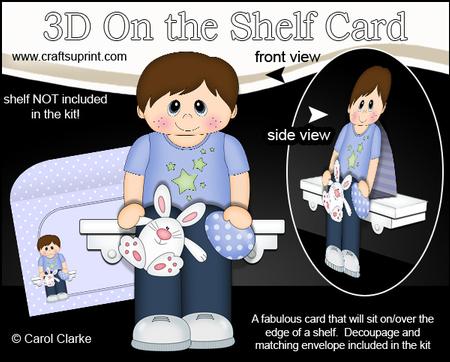 3D on the Shelf Card Kit - Little Boy's Easter Bunny & Egg