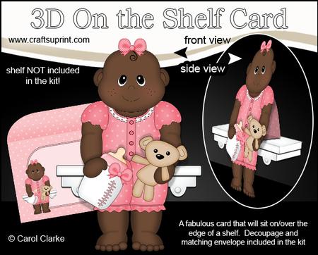 3D on the Shelf Card Kit - Little Ethnic New Baby Girl Ronna