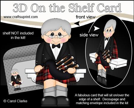 3D on the Shelf Card Kit - Scottish Bagpipe Player Kade