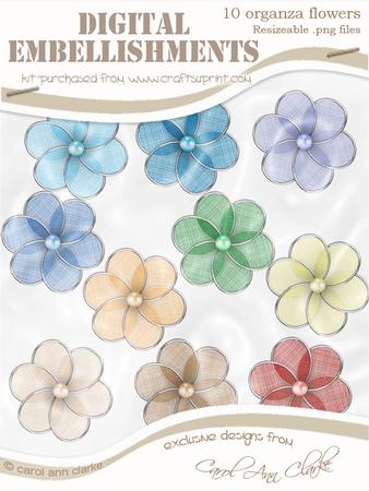'organza and Pearl Flower' Digital Embellishments