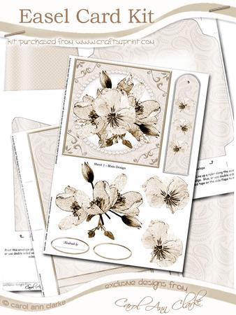 Posy and Pearls Easel Card Kit in Mocha with 3D Decoupage