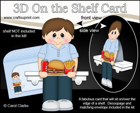 3D on the Shelf Card Kit - Take Away Burger Night Man Birke