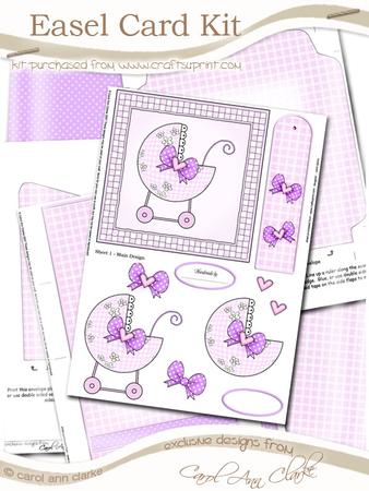 New Baby Girl Easel Card Kit with 3D Decoupage