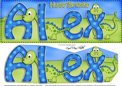 Large Dl Birthday Alex Dinosaurs & 3D Decoupage