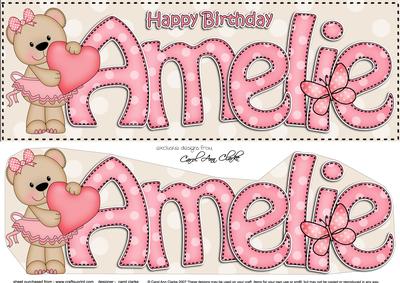 Large Dl Birthday Amelie Livvy Bear & 3D Decoupage