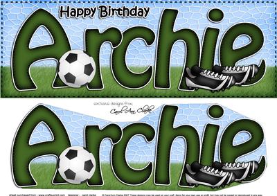 Large Dl Birthday Archie Football & 3D Decoupage