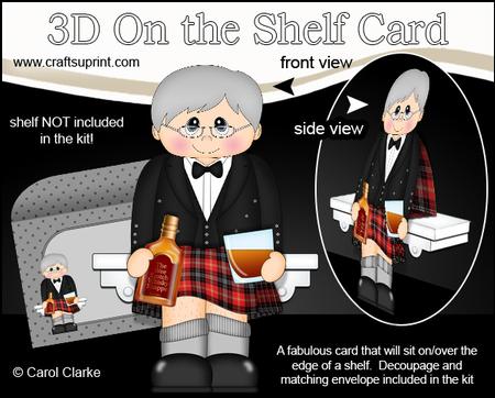 3D on the Shelf Card Kit - Scottish Whisky Old Man Sileas