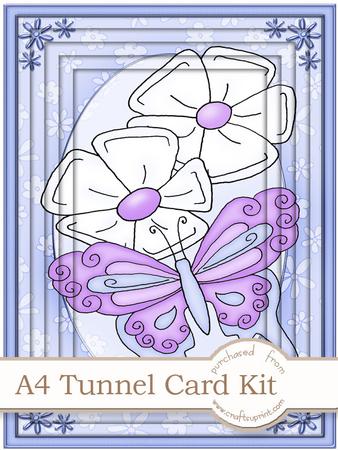 A4 Fluttery Butterfly in Soft Blue Tunnel Card Kit
