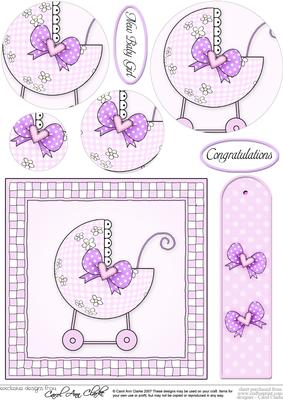 New Baby Girl Quick Card with Circle Pyramage