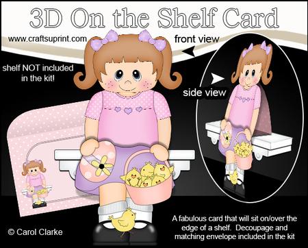 3D on the Shelf Card Kit - Little Girl's Easter Chicks & Egg